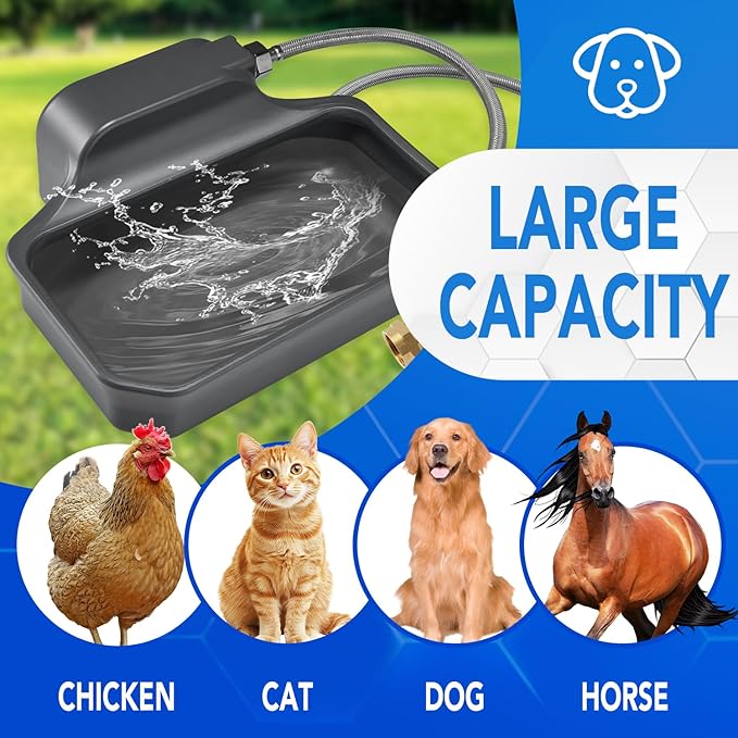PETTEN Auto Fill Dog Water Bowl Dispenser Outdoor,Large Capacity(118oz/1Gal) Auto Dog Water Dispenser with 3/4" GHT Male Faucet Connector, Water Bowl Dispenser for Dog, Cat, Livestock(Gray)