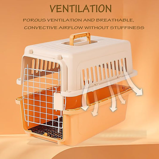 Pet Cage Carrier – Ventilated Travel Dog & Cat Crate with Removable Tray, Lightweight & Handheld