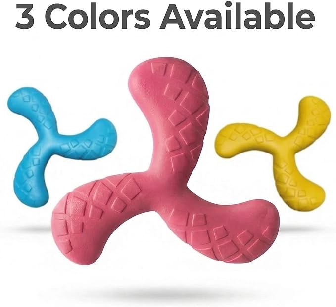 Ultra Durable Tri-Prong Dog Chew Toy for Teeth Cleaning - Non-Toxic Rubber Interactive Tug of War & Fetch Toy for Medium & Large Dogs((Red)