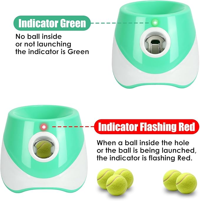 Automatic Ball Launcher for Dogs, Dog Ball Thrower Launcher Fetch Machine with 3 Adjustable Distance & 6 Tennis Balls (2 inch),Indoor Outdoor Interactive Puppy Pet Toy for Small to Medium Dogs