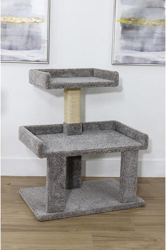 Maykoosh Southwestern Sanctuary Maine Coon Perch with Extra-Large Gray Cushioned Platform Heavy-Duty Sisal-Wrapped Support Posts and Reinforced Wooden Base Designed for Large Cats to Lounge Climb and