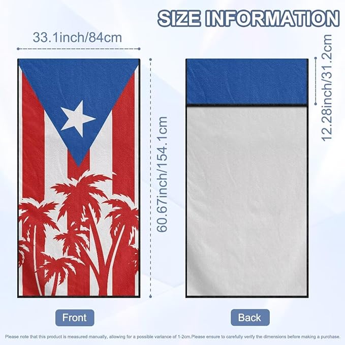 SEANATIVE Puerto Rico Flag Towel Seat Covers for Cars - Quick-Dry Sweat Towels for Gym, Hiking & Beach with Anti-Scratch Design (Machine Washable, Universal Fit)
