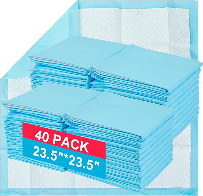 Bolux Dog and Puppy Training Pads, Disposable Dog Pee Pads (40, 23.5"*23.5"(60*60cm))