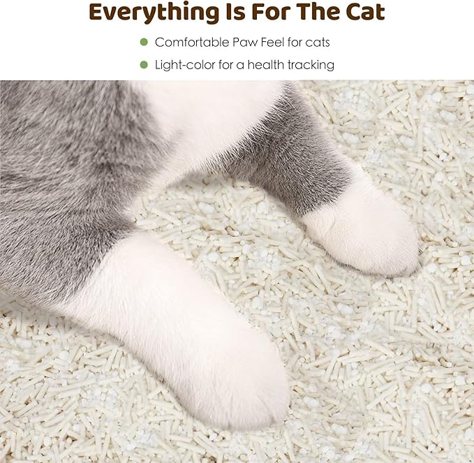EZSKUUP Non-Stick Bottom Tofu Cat Litter Mix Cassava, Strong Clumping Low Tracking Kitty Litter, Natural Biodegradable Litter, Plant Odor Control, Low Dust Easy to Scoop, 9Lb