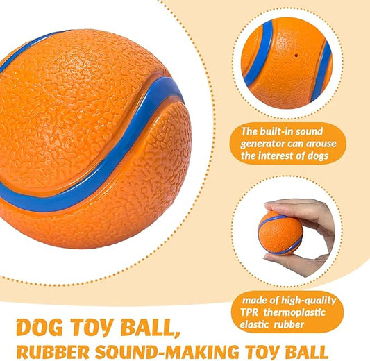 Natural Rubber Sound-Sounding Sog Toy Balls,Dog Toy Ball, with a Groove Design That is Resistant to Bites, Has a High Bounce, Dog Training Interactive Pet Toy, Relieving Pet Anxiety,(small size)2Pack