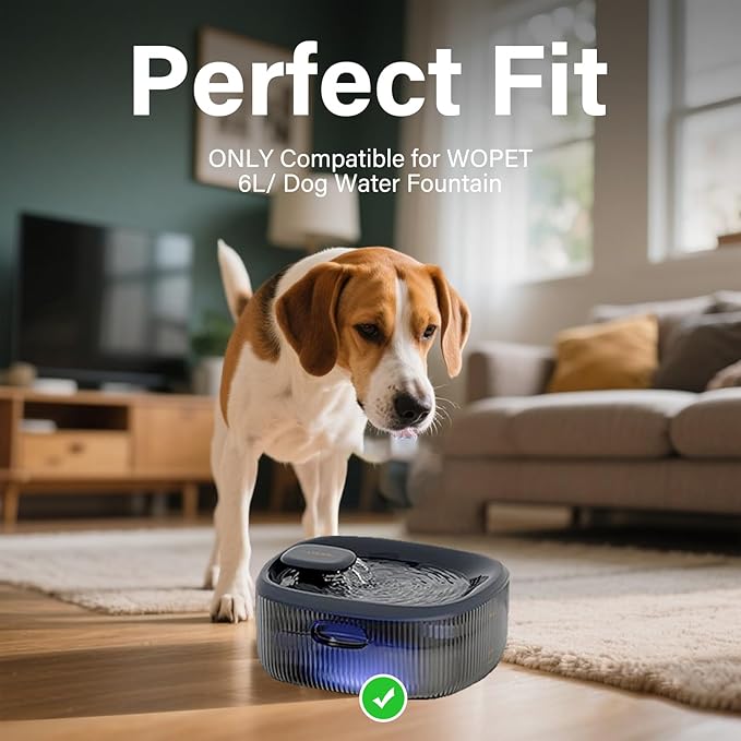 12 Pack Replacement Filters Compatible with WOPET 6L/205oz/1.7Gal Dog Water Fountain, 6 Month Set for Large Dogs Water Bowl Dispenser, Includes 12 Filters