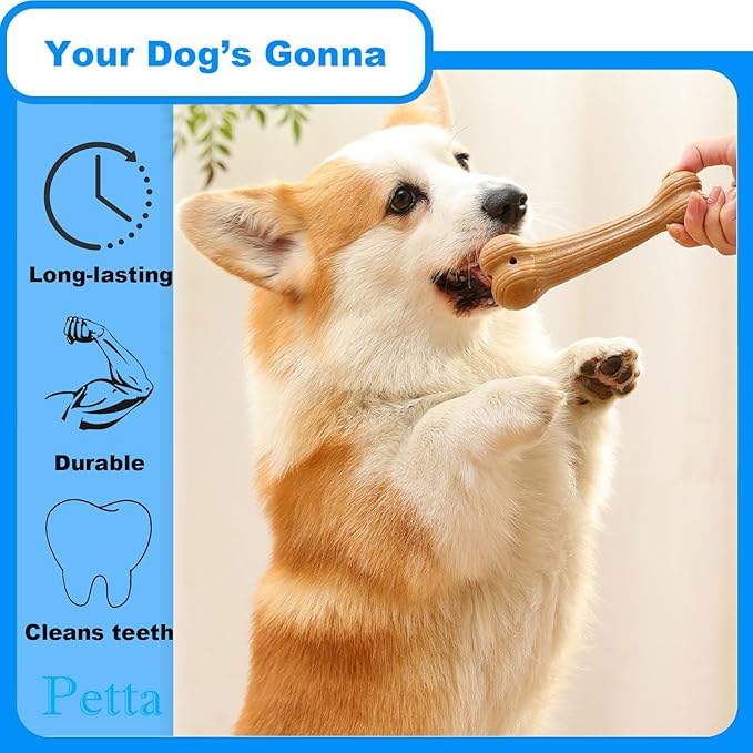 Indestructible Dog Toys For Aggressive Chewers Dog Chew Toys Dog Bone Made With Wood, M, 2Pcs