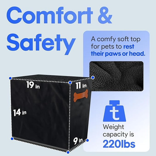 Front and Back Seat Extender for Dogs, Hard Bottom Dog Ramp Stairs for Car, Bed, Sofa or Car Accessories, Black