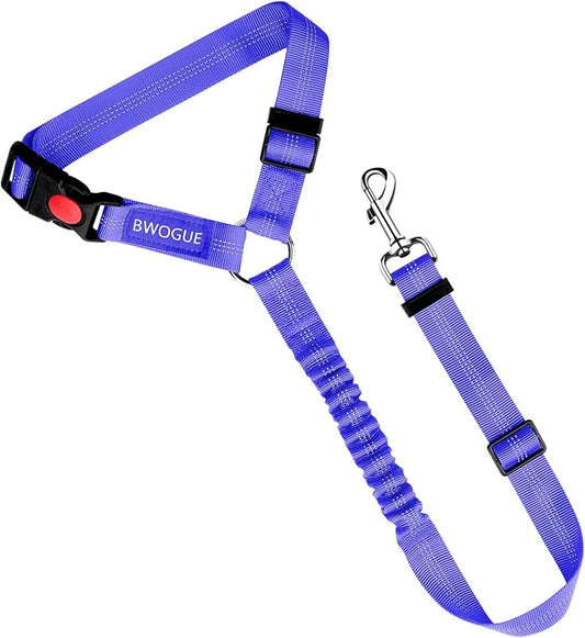 BWOGUE Pet Dog Cat Seat Belts, Car Headrest Restraint Adjustable Safety Leads Vehicle Seatbelt Harness (1 Pack, Purple, Elastic)