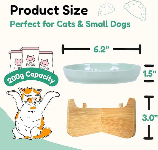 Slow Feeder Cat Bowl with Stand - Unbreakable Elevated Slow Feeder Bowl for Cats - Melamine Puzzle Raised Cat Food Bowl - Whisker Friendly & Wet & Dry Food- Dishwasher Safe & Non Slip (Green