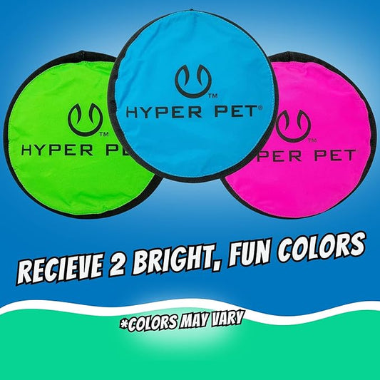 Hyper Pet Flippy Flopper 9" Flying Disc Soft Dog Toy, Floats in Water & Safe on Teeth, for All Breeds, Pack of 2 (Colors May Vary)