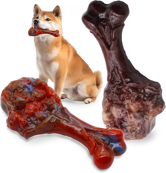 Magicorange Dog Chew Toys for Aggressive Chewers, Indestructible Dog Toy for Medium/Large Breed, Tough Nylon Teething Bone Toy to Keep Them Busy,Bacon and Real Beef Flavor (Beef+Bacon Flavor, 2 Pack)