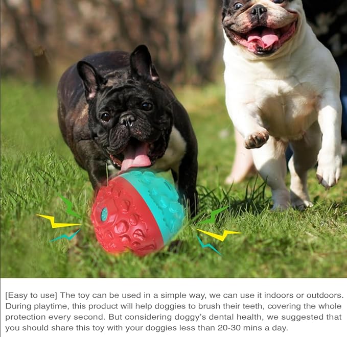 CYBERNOVA Interactive Dog Toys,Dog chew Ball, Fun Squeaky Sound Ball for Small Medium Large Breeds (red+Blue)