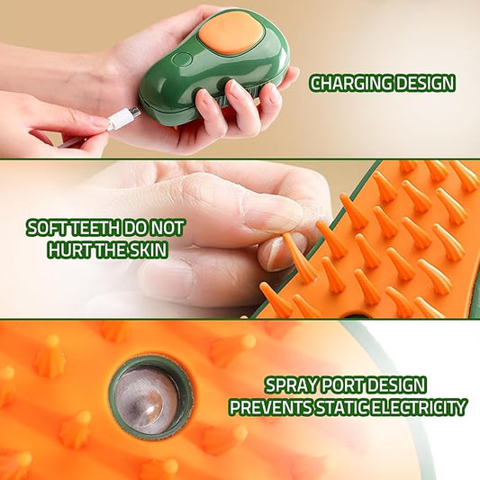 Mity rain Steamy 3-in-1 Cat Grooming Brush - Steam and Water for Deshedding, Cleaning Pets (Dogs/Cats), Green