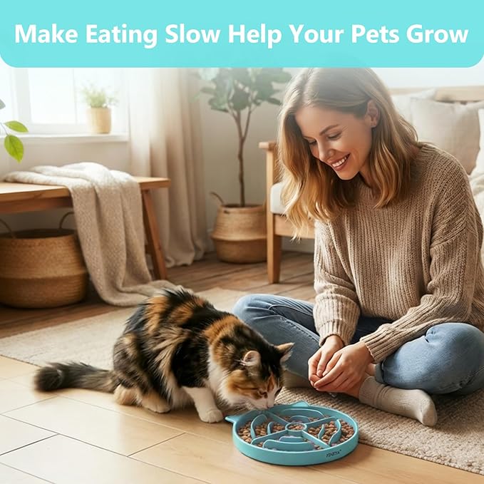 2 Pcs Silicone Slow Feeder Cat Bowl, Cat Slow Feeder for Food Training, Interactive Puzzle Bowls for Puppy, Kitten Dishes to Prevent Overeating, Treat Toys Suitable for Dry and Wet Food