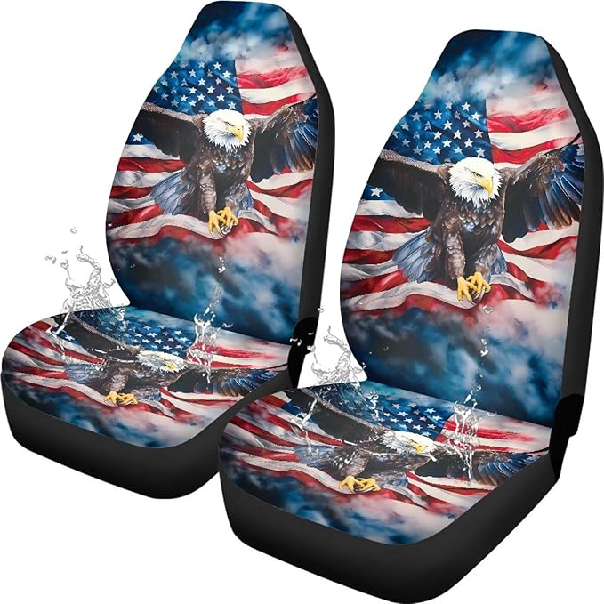 Eagle Car Front Seat Covers Waterproof Breathable Front Seat Cover Auto Interior Accessories 2 Pcs Set Protection Interior Accessories Universal Fit Most Cars