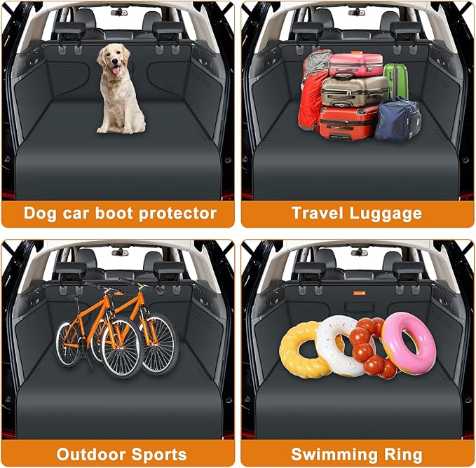 Alfheim Car Boot Liner Protector - Nonslip Waterproof Pet Dog Back Seat Cover - Durable Washable Cargo Cover Mat Travel, Universal for Medium Small Car SUV (Grey)