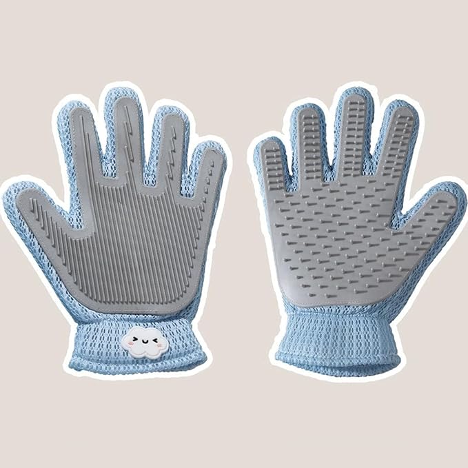 Pet Hair Remover Glove for Dogs & Cats, Upgraded Reusable 5-Finger, Gentle Deshedding Grooming Brush, Pet Hair Removal Tool for Furniture, Couch, Carpet, Car Seats | Sky Blue
