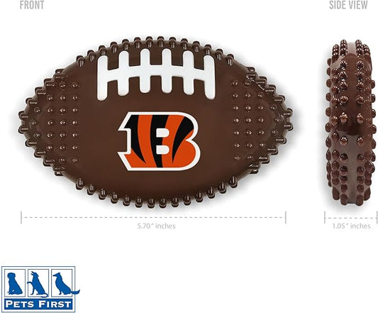 NFL Cincinnati Bengals Mega-chew Hard Nylon Bacon-flavored Dog Bone Football Chew Toy. Interactive Tasty Fun Dog Chew Toy. Indestructible Strong Durable Chew Toy Tough Pet Toys for Aggressive Chewers