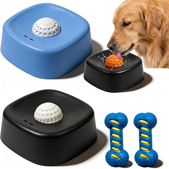 2026 Upgraded Slow Feed Liquid Dog Bowls, Anti-Slip Dog Lick Bowl with Roller Ball, Interactive Liquid Treat Dog Bowls, Bone Broth Dog Lick Bowls for Dogs and Cats (2PC-A)