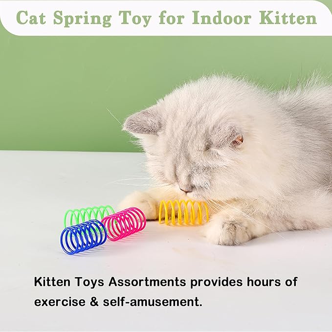 Cat Toys Assortment - Interactive Kitten Toy Bundle with Sparkle Pom Pom Balls, Crinkle Balls & Spring Toys for Indoor Cats(38-Pack)