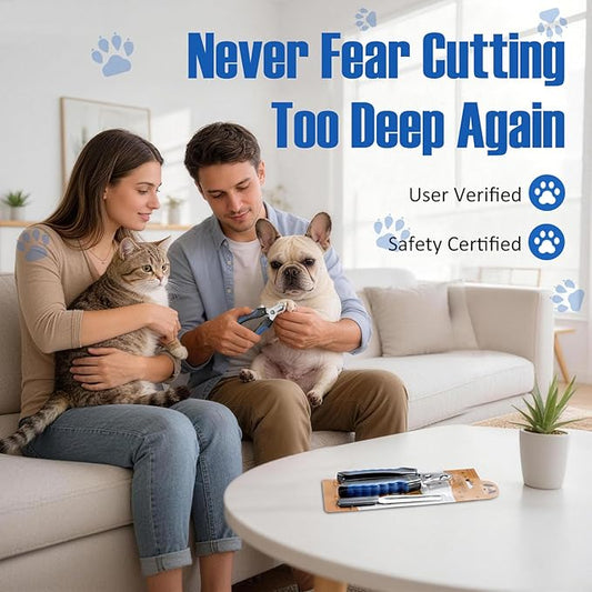 Dog Nail Clippers with Nail File, Ergonomic Dog Nail Trimmers to Avoid Over Cutting, Razor-Sharp Stainless Steel Blade with Safety Guard for Large/Small Pet Dogs, Blue