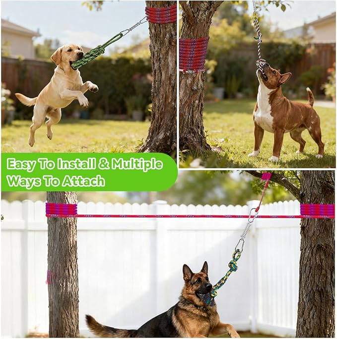 Tether Tug Outdoor Dog Toy for Aggressive Chewers: Durable Rope Toy for Large Breed Dogs - Interactive Backyard Pulling & Exercise Gym with Bungee Spring