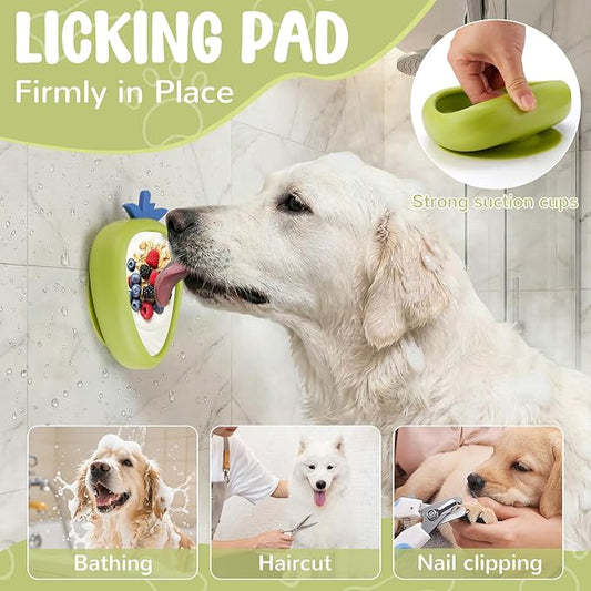Freeze Dog Lick Bowl, Animire Non-Slip Slow Feeder Lick Mat for Dogs, Silicone Dog Enrichment Bowl for Distraction Anxiety Relief Boredom, BPA Free, Dishwasher Safe(Green,L)