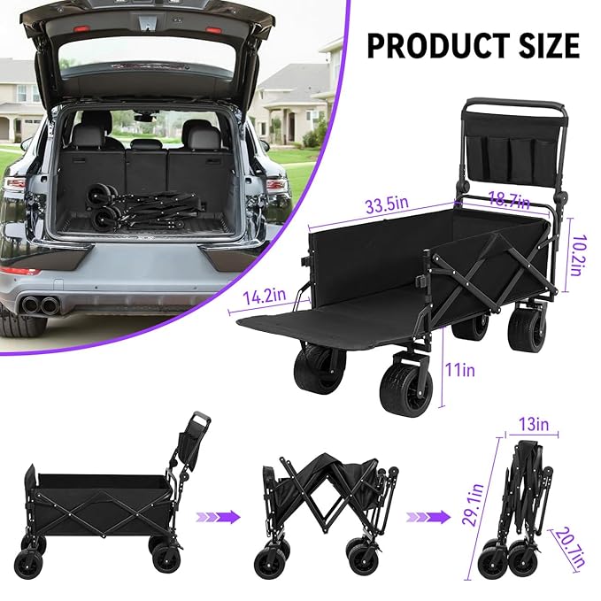 Large Dog Stroller Cart,Foldable Dog Wagon Cart for Medium & Large Dogs with Tailgate