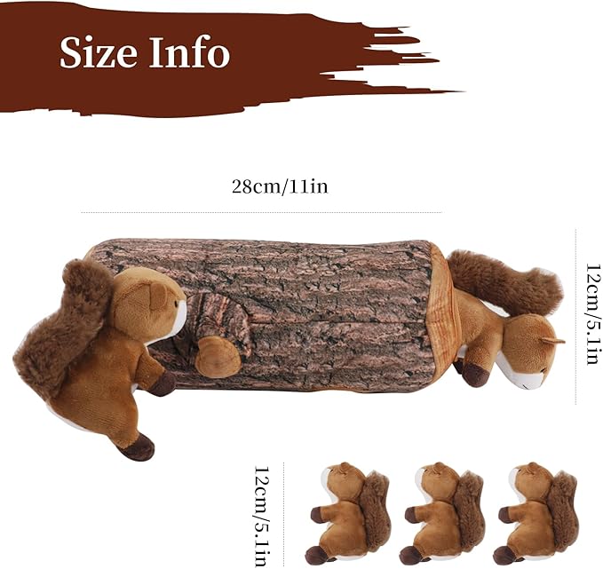 IFOYO Squirrel Hide and Seek Dog Toy, Squeaky Interactive Dog Toys for Boredom, Plush Dogs Toys to Keep Them Busy, Relive Anxiety, Attract Attention, Puzzle Toy for Smal and Medium Dogs