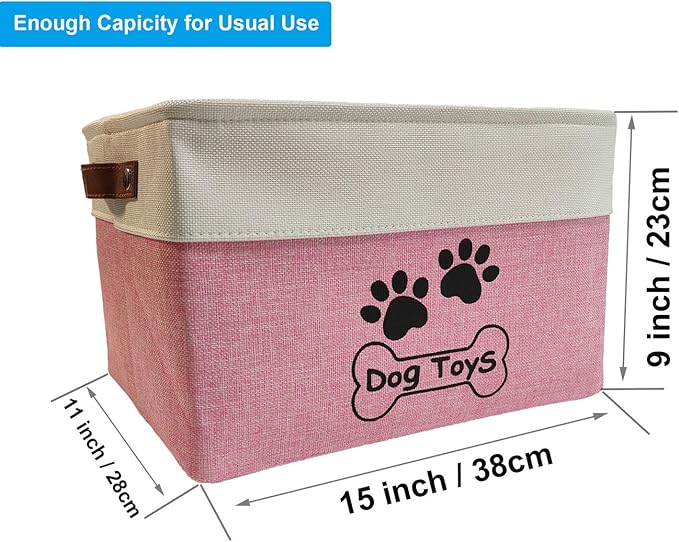 Dog Toy Basket Collapsible Dog Toy Box with Handles Foldable Dog Toy Bin for Pet Toys,Accessories