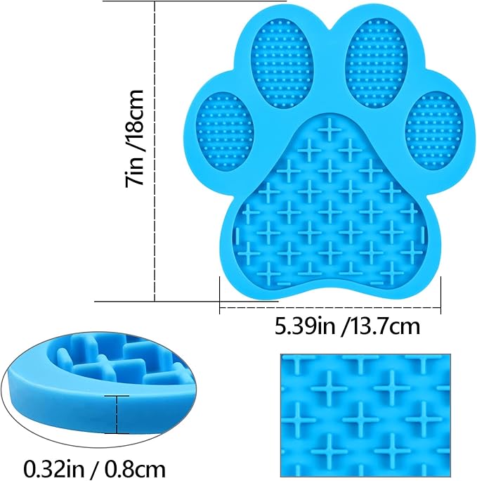 Dog Lick Pad, Lick Pad for Dog, Dog Peanut Butter Lick Pad, Dogs Cats Slow Feeder Mat with Suction Cups, Interactive Mat for Calming Anxiety, Great for Pet Bathing, Grooming and Training( Blue)