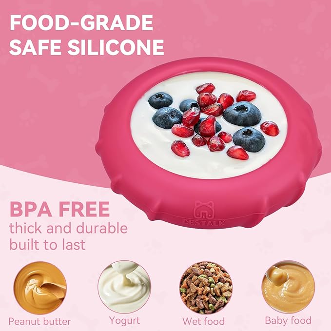 Dog Lick Bowl, Bestalk Wobbly Freeze Bowl Enrichment Feeder for Dogs, Anxiety Relief Lick Mat Puzzle Toy for Distraction, BPA Free Silicone, Dishwasher Safe(Rose,L)