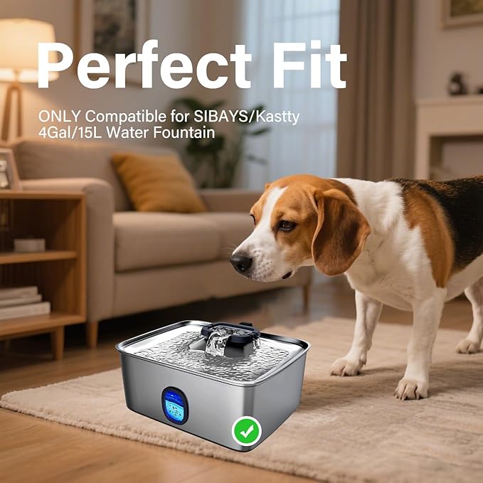 16+16 Pack Replacement Filters Compatible with SIBAYS/Kastty 4Gal/15L Stainless Steel Dog Water Fountain, Includes 16 Filters & 16 Sponges