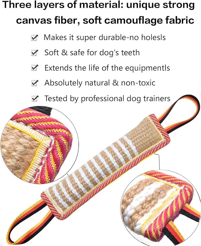 Clysoru Dog Tug Toy Tough Jute Bite Pillow Lasting Training Equipment Puppy to Large Dogs Interactive for Large and Small
