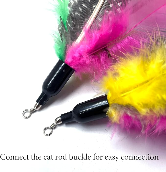 AcceLeah Cat Toy Replacement Feathers Cat Toy Wand Refills, Natural Bird Feathers Refill, Cat Feather Toy Replacement for Cat Wand (10Pcs (Taupe))