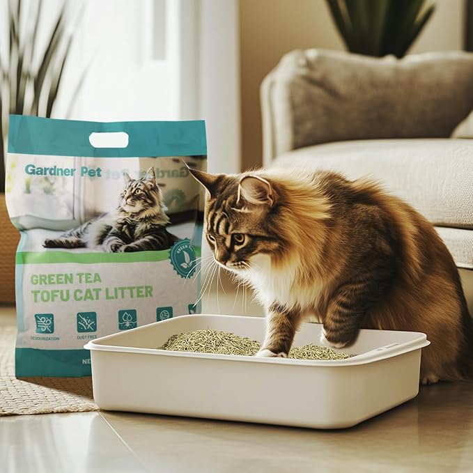 Gardner Pet Natural Tofu Cat Litter, Cat Litter with Green Tea Extract – Dust-Free, Fast Clumping, Flushable, and Odor Control for Multi-Cat Homes/6lbs x 6 Pack