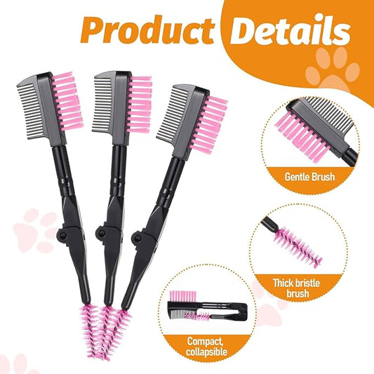 6 Packs Double-Sided Grooming Comb Dogs Tear Stain and Eye Cleaning Combs Eye Cleaning Brush for Pets Removing Crust, Mucus for Small Dogs and Cats(Pink)