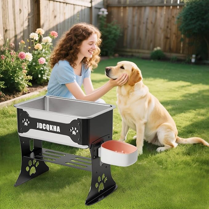 3 Gallon Elevated Large Dog Water Bowl, 3 Height Adjustable Stainless Steel Raised Dog Water Bowl Stand for Large Breed, Metal Pet Bowl Stand for Relief Joint Pressure, Easy Clean (Black)