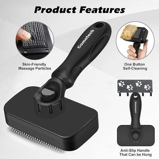 3PCS Cat Grooming Supplies, Cat Brush & Nail Clipper/Trimmer & Flea Comb for Shedding Indoor Cats Essentials Stuff Accessories (Black Grey)