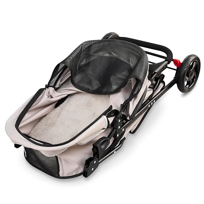 Carlson Pet Products Stroller, Includes 360 Degree Front Wheel Swivel, Rear Wheel Breaks, Reflective Trim, Mesh Panels, Umbrella and Mesh Canopy, Khaki