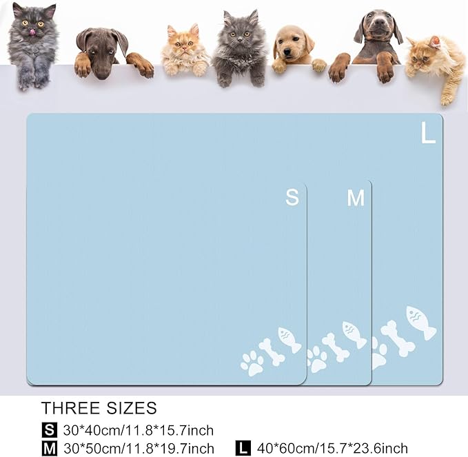 Absorbent Dog Food Mat, No Stains Quick Dry Dog Water Dispenser Mat, Pet Accessories Supplies,Easy Clean Dog Bowl Mat, Multiple Colors, Sizes & Purposes