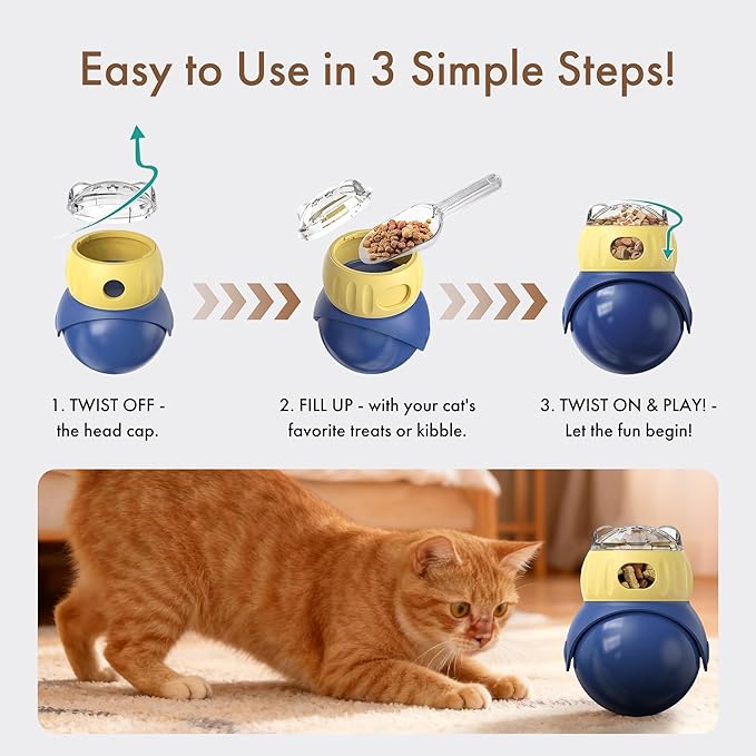 Mira's Pocket Wobble Treat Dispensing Pet Toy, Interactive Slow Feeder Puzzle Toy for Mental Stimulation and Boredom Relief for Cats and Dogs