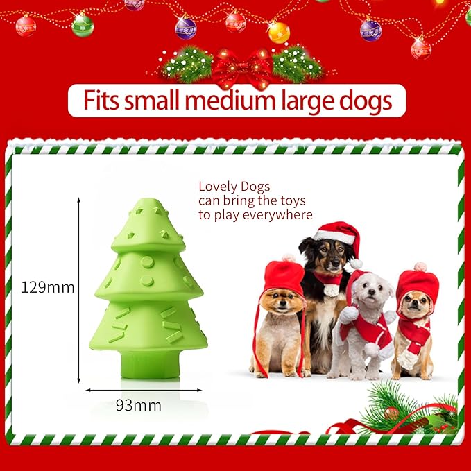 Christmas Dog Toys,Christmas Tree Shape Dog Chew Toys for Aggressive Chewers,Indestructible Tough Durable Squeaky Dog Toys,Puppy Dog Chew Toys for Small Medium Large Breed