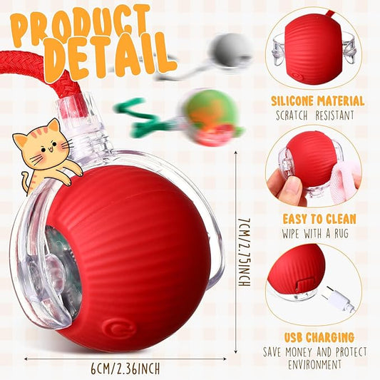 6 Pack Interactive Cat Ball Toy 360° Automatic New Interactive Rolling Ball Rechargeable Gifts for Cat Dog Lovers Indoor Exercise Electric Self Rolling Toy Large and Small Puppy Kitten Bulk