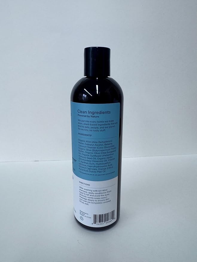 kin+kind Cat & Dog Conditioner with Shea Butter, Aloe & Betaine – All-Natural Pet Supplies to Moisturize, Soften & Restore Coat, Shed Control & Coat Defense for Dogs and Cats, Made in USA - 12 fl oz
