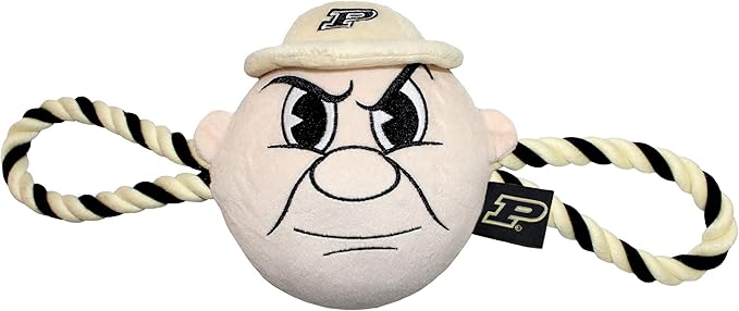 Pets First NCAA Purdue Boilermakers Nylon Mascot Dog Toy with Tough Dog Ropes & Inner Squeaker in Bright Team Colors