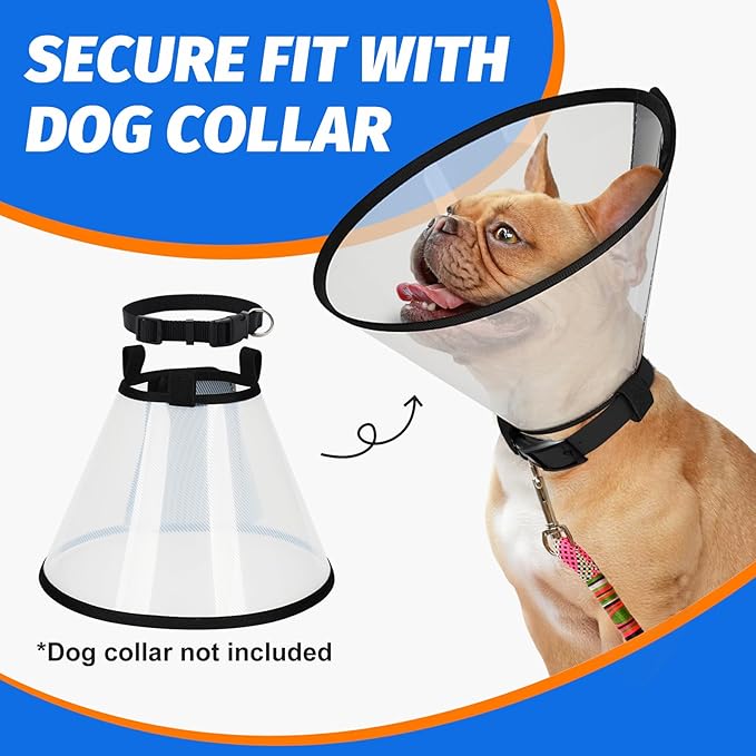 Supet Dog Cone Collar Adjustable After Surgery, Comfortable Pet Recovery Collar & Cone for Large Medium Small Dogs, Elizabethan Dog Neck Collar Plastic Practical (L)