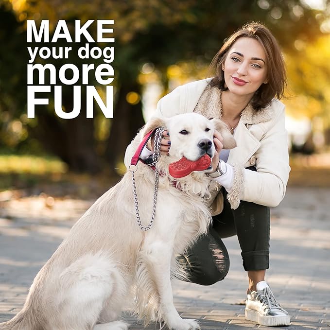 Indestructible Dog Toys, Squeaky Dog Toys for Aggressive Chewers, Tough Dog Chew Toys for Medium/Large Dogs/Heavy Duty Dog Toy (Slipper-Red)