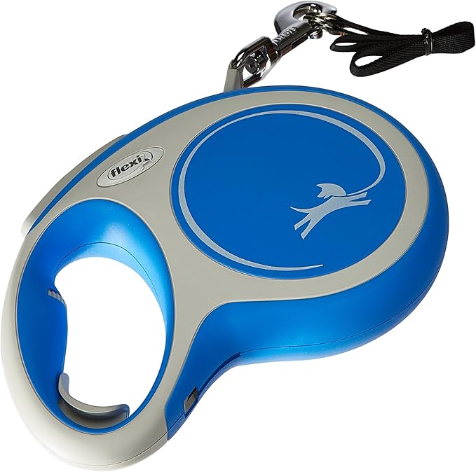 Flexi New Comfort Tape Grey & Blue Large 8m Retractable Dog Leash/Lead for Dogs up to 50kgs/110lbs